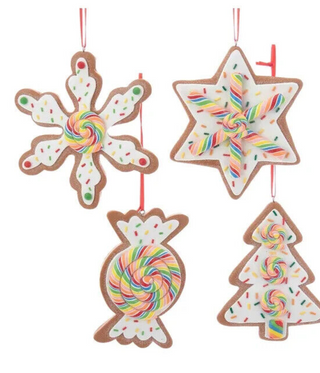Gingerbread Candy Swirls Cookie Shape Ornament Set D3398 Sweet Shoppe