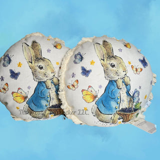 14" Beatrix Potter Peter Rabbit Round Throw Pillow Set Easter Spring Butterflies