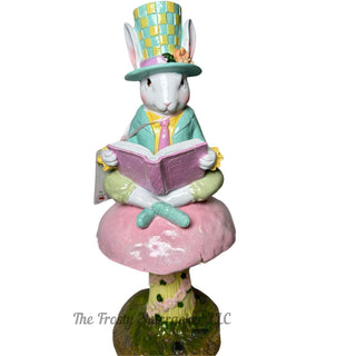 Mad Hatter Easter Bunny Book on Mushroom