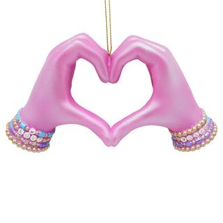 Pink Electroplated Heart Hands Ornament T3727 Honky Tonk