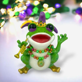 Jester Frog with Trumpet Ornament 65-65039 Mardi Gras