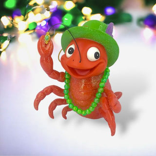 Crawfish w/Tophat Ornament 65-65041 Mardi Gras