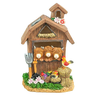 Pre-order Highland Cow Barnyard Scene with Solar Lights 66017