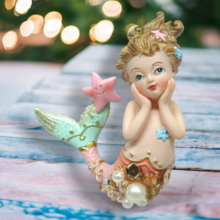 Pink Girl Jeweled Mermaid Ornament 79-79013 At the Beach