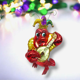 Mardi Gras Crawfish Playing a Banjo Hanging Ornament 79-79087
