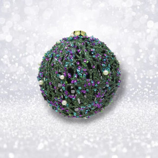 Pre-Order December Diamonds 5in Peacock Beaded Ball Ornament 79-79299
