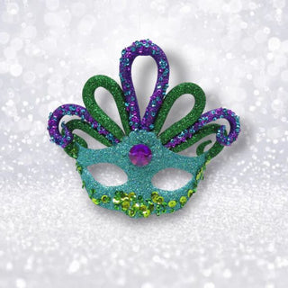 Pre-Order December Diamonds Teal Peacock Mask Ornament 79-79312 Peacock Glamour