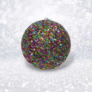 Pre-Order December Diamonds 5in Purple Teal Beaded Ball Ornament 79-79313 Peacock Glamour