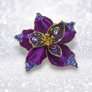 Pre-Order December Diamonds 8.5 in Purple Poinsettia Clip 79-79318 Peacock Glamour