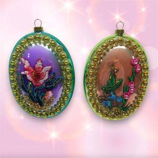 Pre-Order December Diamonds Flower Oval Ornament Set 79-79399