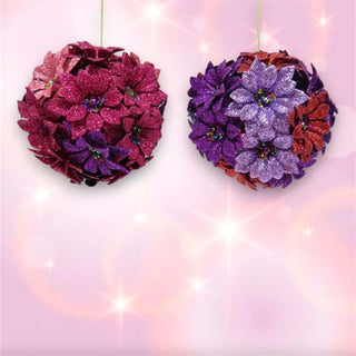 Pre-Order December Diamonds Pink Purple Flower Ball Ornament Set 79-79406