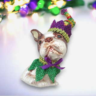 December Diamonds Mardi Gras Boston Terrier Ornament 79-81005