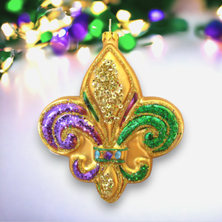 Glass Fleur De Lis Mardi Gras Hanging Ornament 79-81016