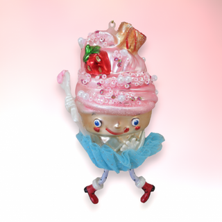 Whimiscal Miss Pink Cupcake w/ Legs Ornament 79-81652 North Pole Sweet Shoppe