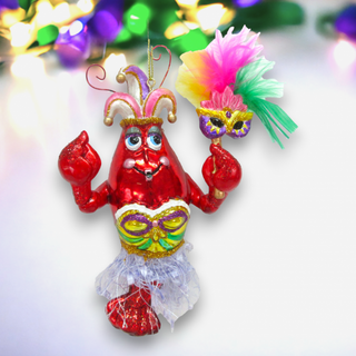 Pre-Order December Diamonds Mardi Gras Crawfish Glass Ornament 79-81930
