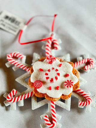 Peppermint Gingerbread Snowflake Christmas Ornaments D3620