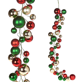 Pre-order RAZ 4' Red, Green and Gold Ball Garland