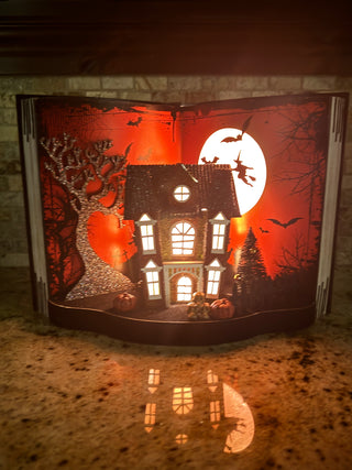 Halloween Spooky Paper house Display Book w/ LED, Timer, Battery