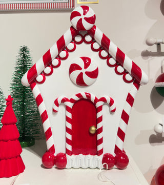 PRE-ORDER Raz 16" Red White Peppermint Gingerbead House 4510467