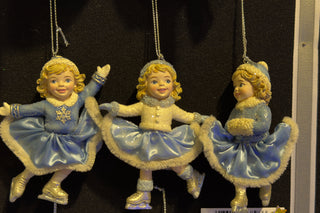 Nostalgic Blue & Platinum Ice Skating Girl Ornaments Set E1033 Aric Ice