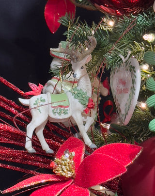 4" Mistletoe Standing Deer w/Cardinal Set E1021