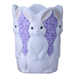 9" Bunny Purple Floral Resin Bunny Flower Pot Planter MT26184