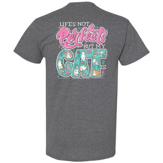 Women's Classic Life's Not Perfect Cat Tee Shirt - Graphite Heather
