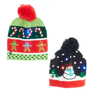 Childs Novelty Battery-Operated LED Christmas Hat Gingerbread Lights Snowman CC5548