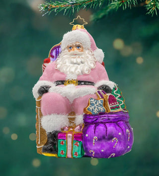 Pre-Order Christopher Radko 5" Pink Sweet Tooth Santa Christmas Ornament 1022202