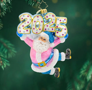 Pre-Order Christopher Radko 5.5" 2025 Pink Jingle Bell Jamboree Santa Christmas Ornament 1022541