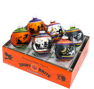 Pre-Order Christopher Radko 3" Halloween 6 Count 3.25" Signature Flocked Rounds Ornaments 4026976