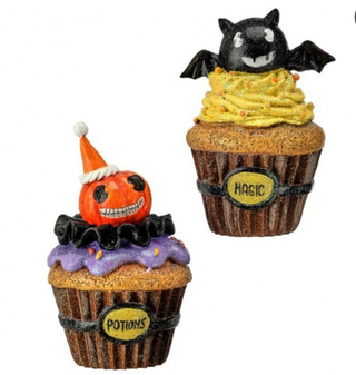 Halloween Resin Bat Pumpkin Faux Cupcake Set