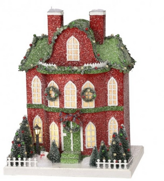 Light Up Christmas Village Manor Paper House Battery w/Timer