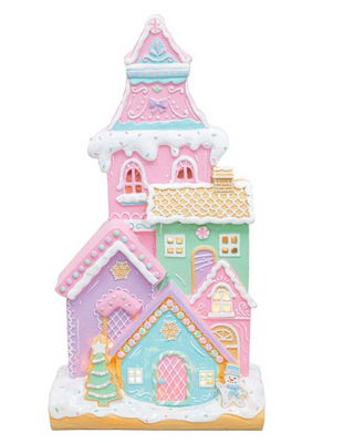 Pastel Gingerbread House Candied Christmas Light Up Townhome 15474