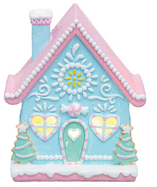 Pastel Gingerbread House Candied Christmas Light Up Cottage 15472