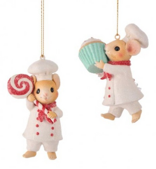 Resin Sugar & Spice Christmas Mice Ornaments Set