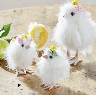 Raz 4.5" or 7" White Easter Fluffy Chick Set 4503457