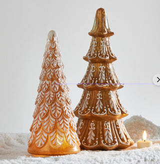 PRE-ORDER Raz Set of 2 Ornate Gingerbread Trees 4512515