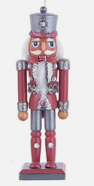 Retro Silver & Pink Nutcracker Christmas Ornament F2193