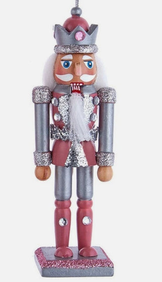 Retro Silver & Pink Nutcracker Christmas Ornament F2193