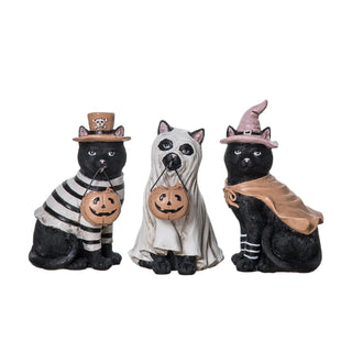 Pre-Order Halloween Resin Cat Ghost Bat Figurine Set TH01518