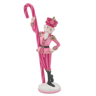 Pink Whimsical Nutcracker w/Candy Cane Figurine 29-29525 Nutcracker Sweet Shoppe