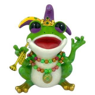 Jester Frog with Trumpet Ornament 65-65039 Mardi Gras