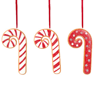 Whimsical Red Candy Cane Gingerbread Cookie Ornament Set 29-29657