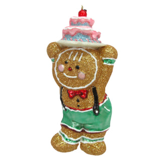 Pastel Gingerbread Boy w/Cake on head ornament 79-81938 North Pole Sweet Shoppe