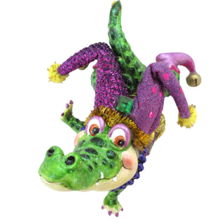 Jester Alligator Glass Ornament 79-81012 Mardi Gras