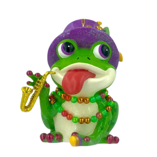 Resin Mardi Gras Frog with a Top Hat Hanging Ornament 65-65040