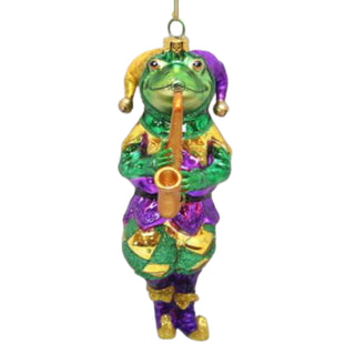 December Diamonds Mardi Gras Jester w Saxaphone Frog Glass 79-80446