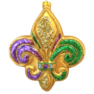Glass Fleur De Lis Mardi Gras Hanging Ornament 79-81016