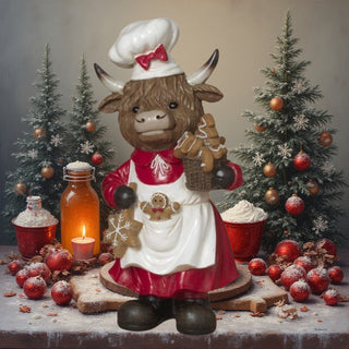Resin Holiday Highland Cow Gingerbread Chef 2795350